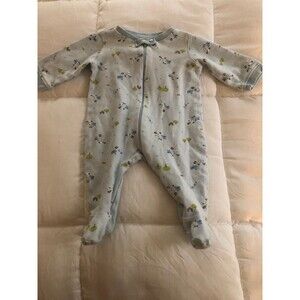 First Moments Boys White Green Blue Paws Long Sleeve Pajamas 3-6‎ Months